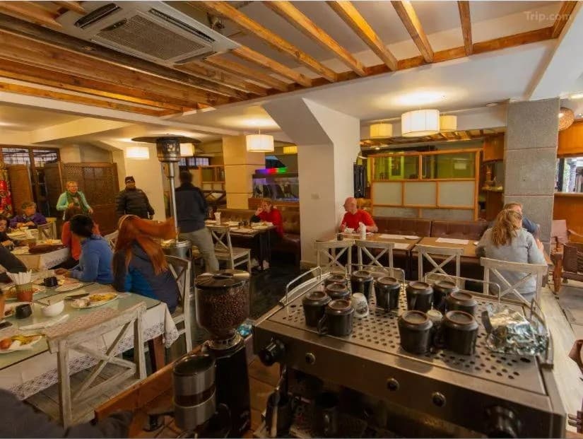 Breakfast and coffee at Hotel Holy Himalaya
